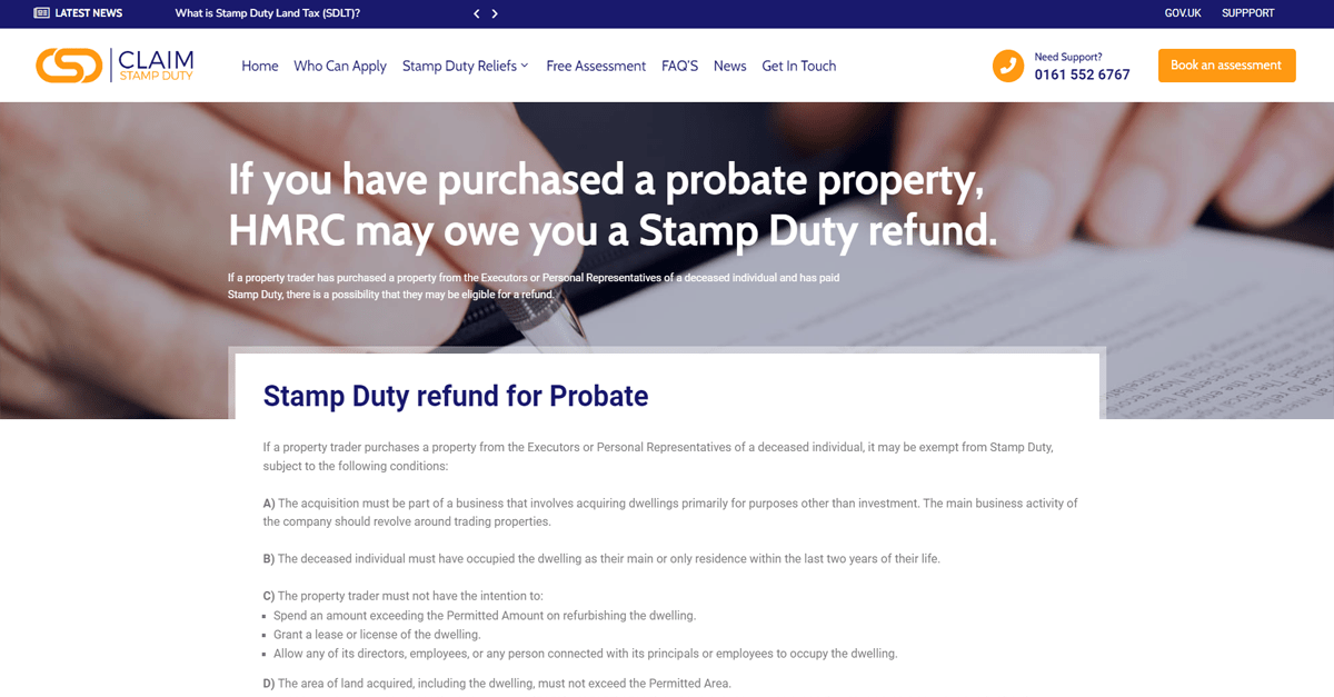 Probate property SDLT relief Stamp Duty Land Tax refunds